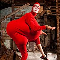 Red, Bastard, bouffon clown- is caught in the act- sneaking through the abandoned rooms of your psyche